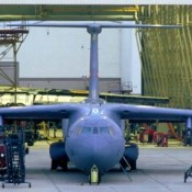 Planes comes out of hangar at Robins Air Force Base