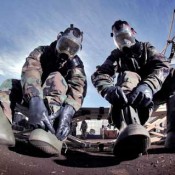 Soldiers fully equipped at Yokota Air Base