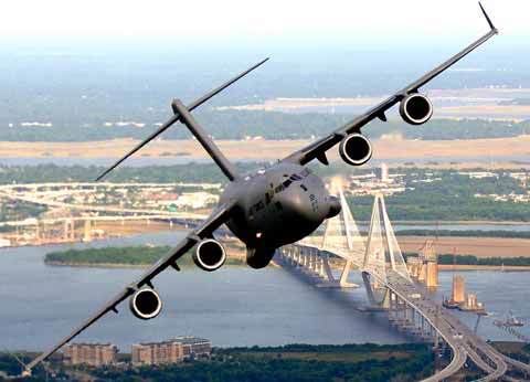 C-17 flies near Scott Air Force Base