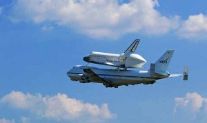 AFB Columbus - Plane has attached NASA Cosmic shuttle
