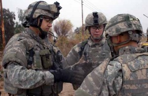 Fully armored soldiers at Fort Gordon Garrison