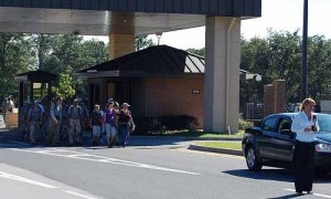 Hurlburt field front gate and soldiers