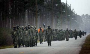 Soldier marching near Naval Construction Battalion Center Gulfport
