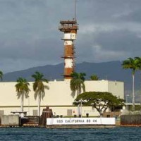 View from the coast to Naval Station Pearl Harbor
