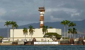 View from the coast to Naval Station Pearl Harbor
