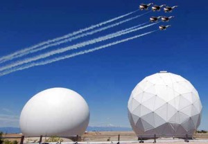 Military Planes Thunderbirds F-16 Flies over Schriever AFB