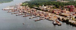 New London Submarine base from sky