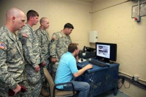 Soldiers in front of PC at Picatinny Arsenal