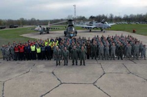 Soldiers standing at Bezmer AFB territory