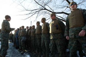 Soldiers at practice on Camp Fuji