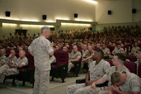 Camp Kinser soldiers Soldiers speech at Camp Kinser