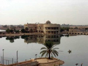 Areal view with water at Camp Victory