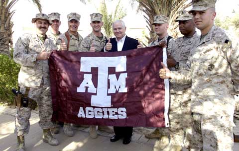 Camp Fallujah soldiers Soldiers with flag at Camp Fallujah