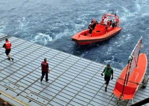 Safety boat near Commander Fleet Activities Okinawa