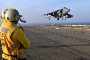 Plane lands on boat at Commander Fleet Activities Sasebo