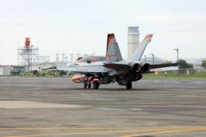Military plane before launch at MCAS Iwakuni