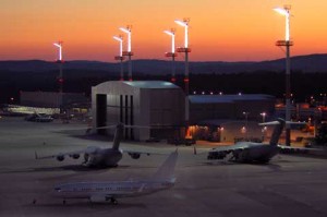 Aral view of Ramstein Air Base in night