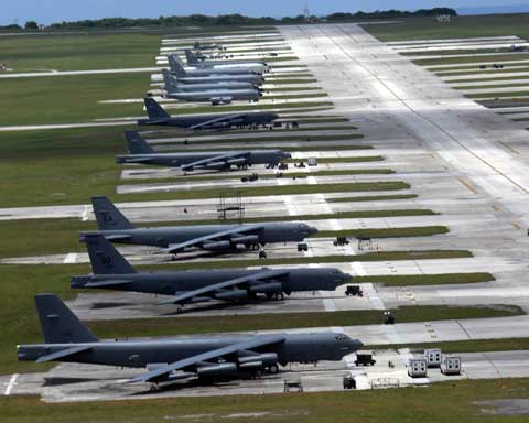 b52s at Andersen Air Force Base Andersen Air Force Base - Many B52 planes together