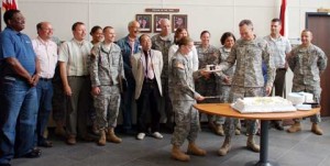 Soldiers having cake at Army Garrison Schinnen