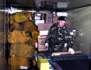 Mail delivery at camp market in South Korea